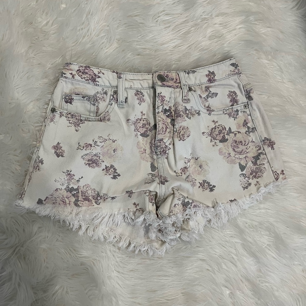 MOSSIMO Floral high rise denim shorts
